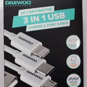 Daewoo 1 Metre 3-in-1 USB Charging Cable