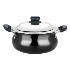 Vinod Black Hard Anodised Handi with Lid Medium 5 Lt