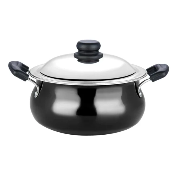 Vinod Black Hard Anodised Handi with Lid Medium 5 Lt
